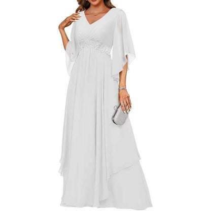V-Neck Long Chiffon Bridesmaid Dress – Breathable, Lightweight & Timeless