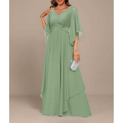 V-Neck Long Chiffon Bridesmaid Dress – Breathable, Lightweight & Timeless
