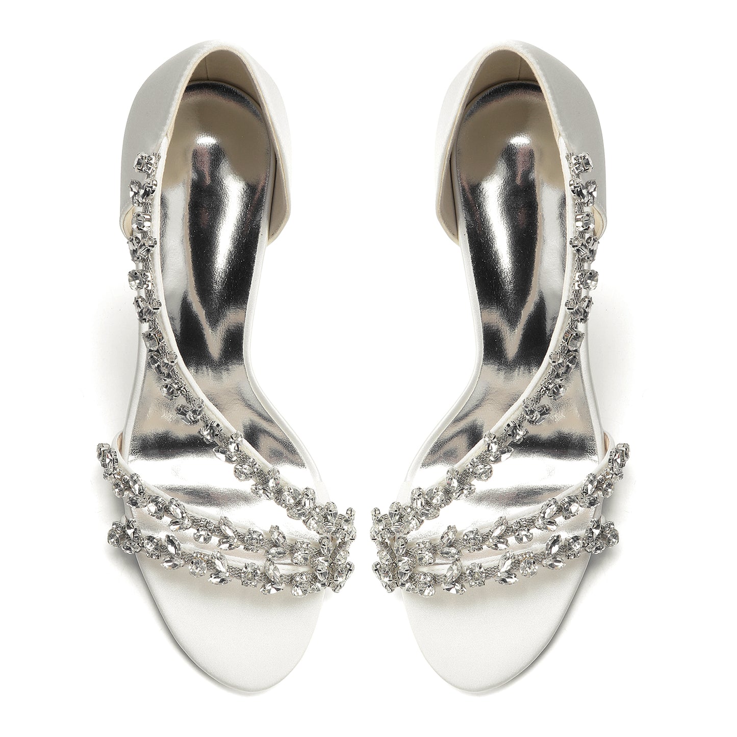 Elegant Satin Bridal Sandals with Crystal Rhinestone, Women's High Heel Shoes for Wedding Dress, Formal Party & Bride