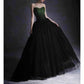 Emerald Green Beading Strapless Ball Gown Tulle Formal Prom Dresses