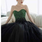 Emerald Green Beading Strapless Ball Gown Tulle Formal Prom Dresses