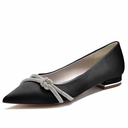 Women Party Flat Shoes Satin Bridal Shoes with Beaded