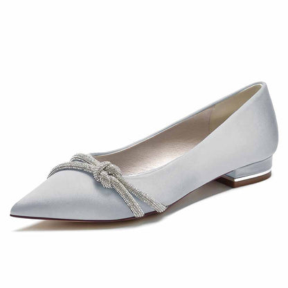 Women Party Flat Shoes Satin Bridal Shoes with Beaded