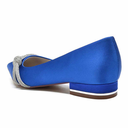 Women Party Flat Shoes Satin Bridal Shoes with Beaded