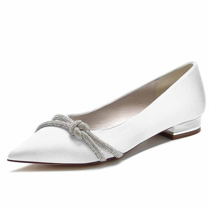Women Party Flat Shoes Satin Bridal Shoes with Beaded