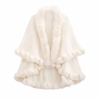 Faux Fox Fur Cardigan Cloak Shawl Wraps Winter Cover Up Shawl Cape Coat