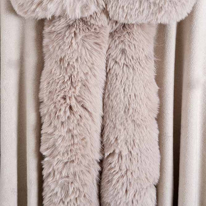 Faux Fox Fur Trim Cardigan Cloak Shawl Wraps Winter Poncho Oversized Cape Coat