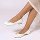 Flat Closed Toe Wedding Shoes Satin Crystal Detail Event Shoes