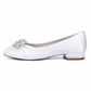 Flat Closed Toe Wedding Shoes Satin Crystal Detail Event Shoes