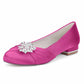 Flat Closed Toe Wedding Shoes Satin Crystal Detail Event Shoes