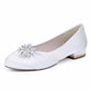 Flat Closed Toe Wedding Shoes Satin Crystal Detail Event Shoes