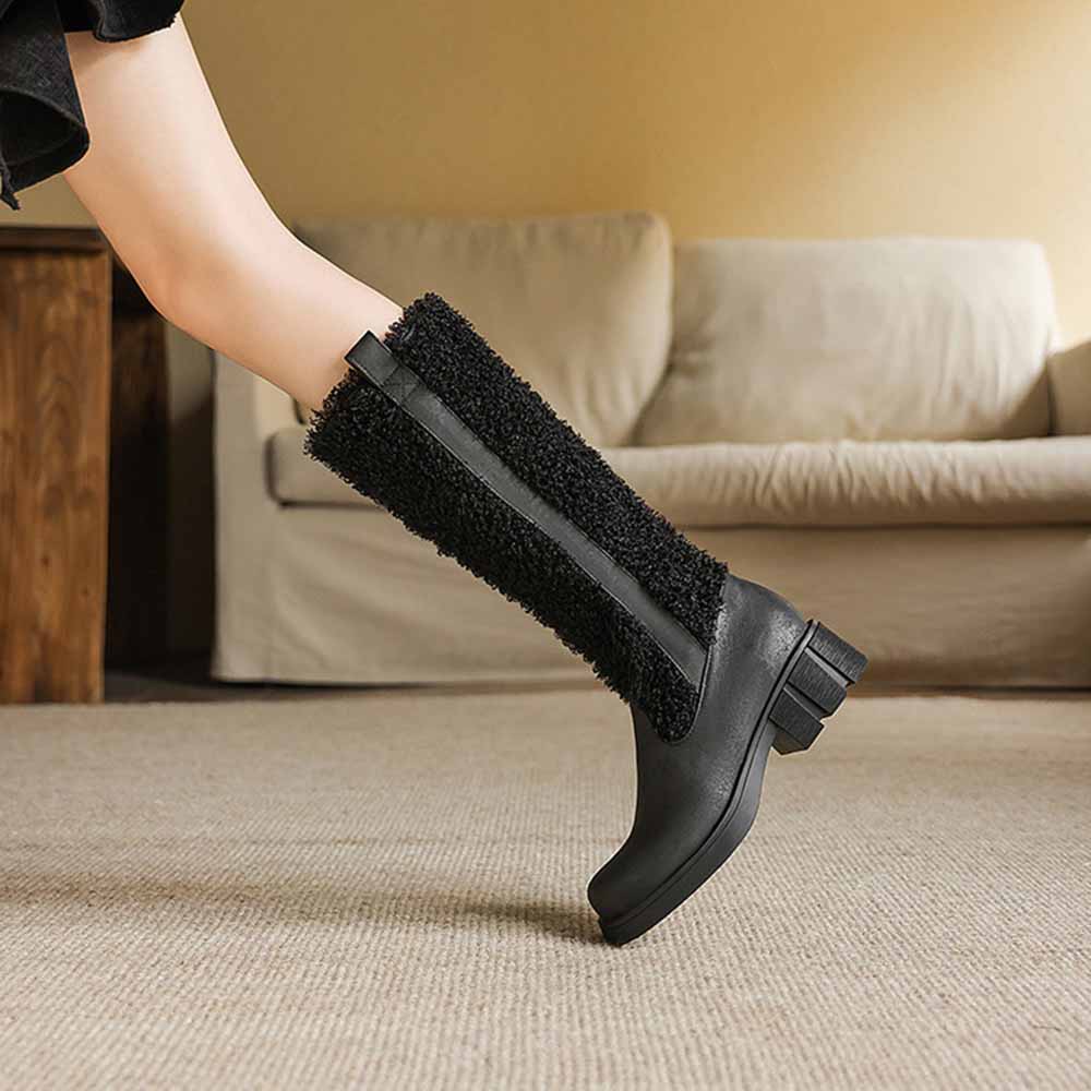 SD-HK women's fur detail calf boots with a stylish design and comfortable fit for everyday wear