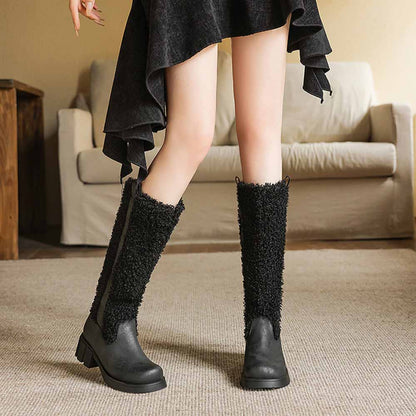 Stylish women's fur detail calf boots with a sleek design, perfect for cold weather outfits