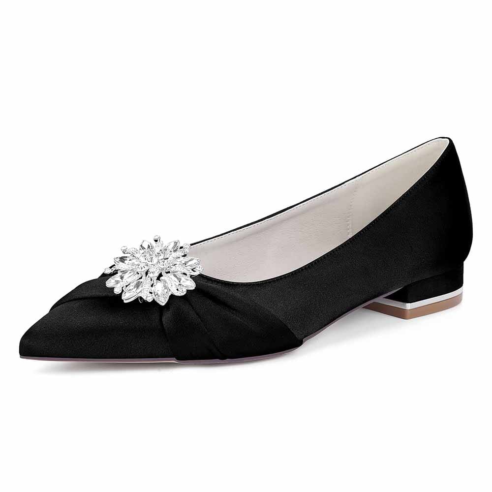 Flat Satin Wedding Shoes For Bridal Closed Toe Dress Shoes