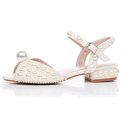 Flat Wedding Shoes Peep Toe Pearl Bridal Shoes