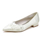 Flat Wedding Shoes Pointed Toe Flower Appliqued Bridal Shoes