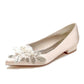 Flat Wedding Shoes Pointed Toe Flower Crystal Appliqued Bridal Shoes