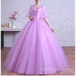 Floral Embroidered Long Sleeve Ball Gown Homecoming Dresses