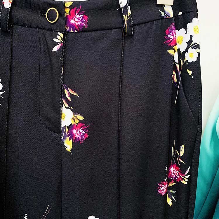 Floral Embroidered Pantsuit  Black Power Suit with Flare Pants