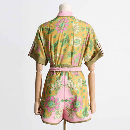 Floral Print Shirt & Short Set Two Pieces Suit