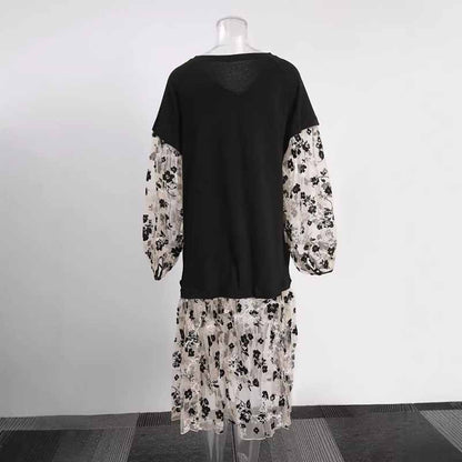 Floral Print V Neck Dress – Flowy Silhouette for Casual or Formal