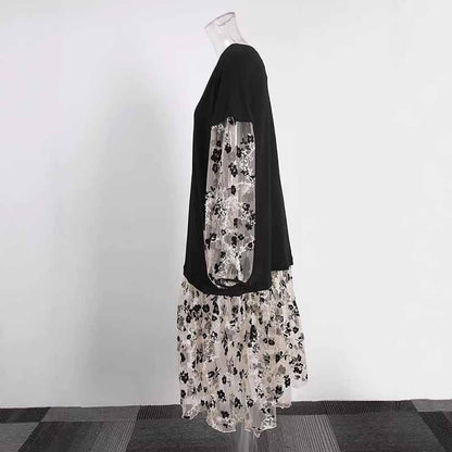 Floral Print V Neck Dress – Flowy Silhouette for Casual or Formal