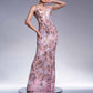 Floral Sequin V-Neck Gown Mermaid Long Prom Ball Gown Evening Dress