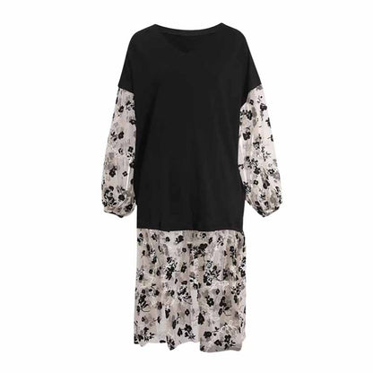 Floral Print V Neck Dress – Flowy Silhouette for Casual or Formal