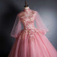 Flower Fairy Prom Dress Ball Gown V-Neck Appliqued Quinceanera Dress