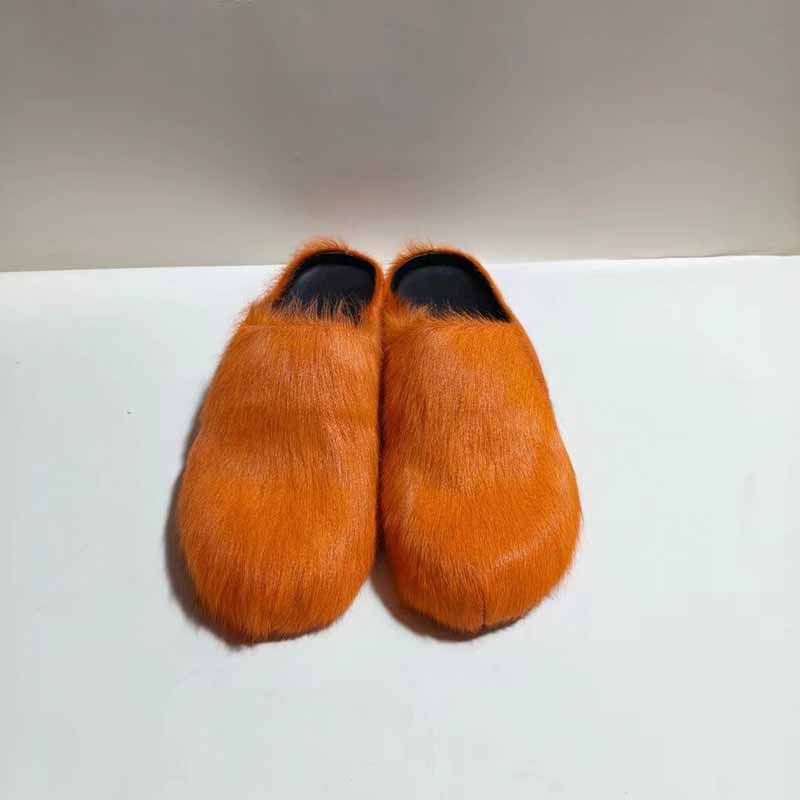  Womens Fussbett Sabot Calfskin Loafers Fur Slippers