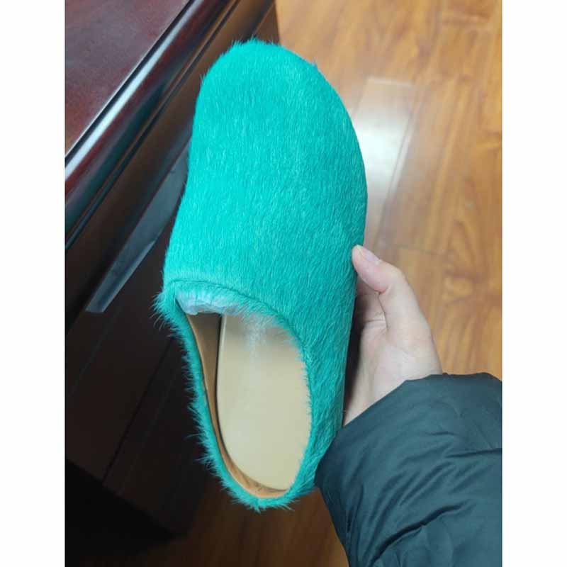  Womens Fussbett Sabot Calfskin Loafers Fur Slippers