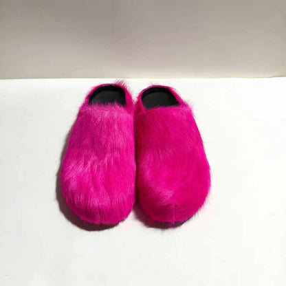  Womens Fussbett Sabot Calfskin Loafers Fur Slippers