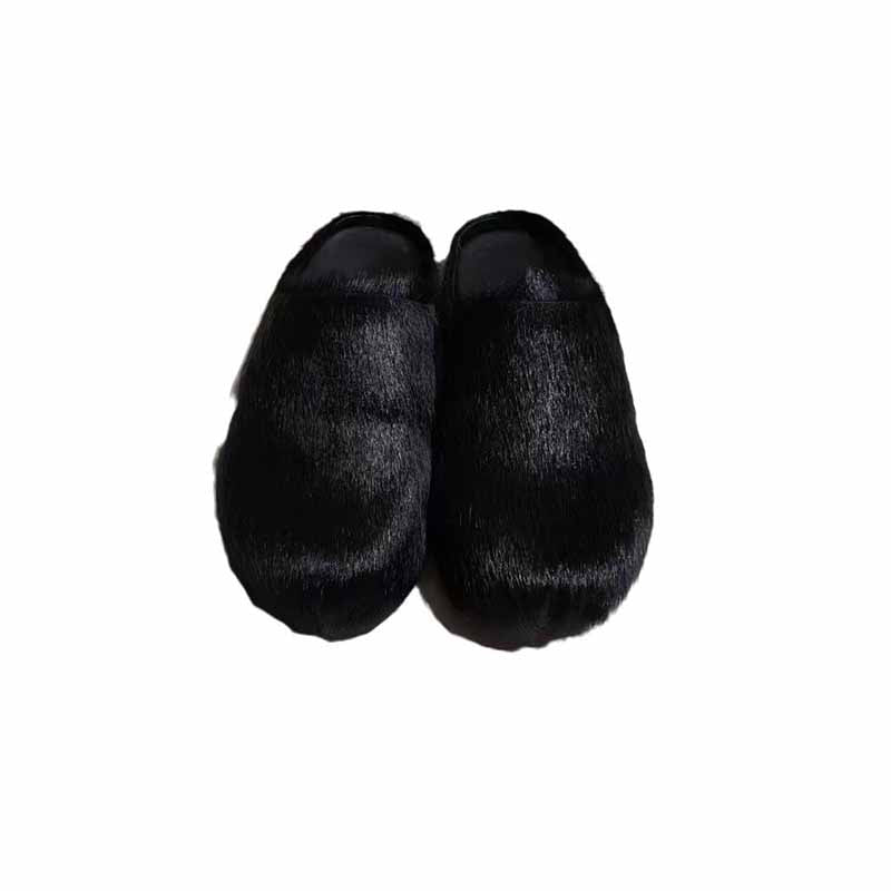  Womens Fussbett Sabot Calfskin Loafers Fur Slippers