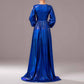 Gilding Royal Blue Prom Dress V-Neck A-Line Evening Dress With Sleeves