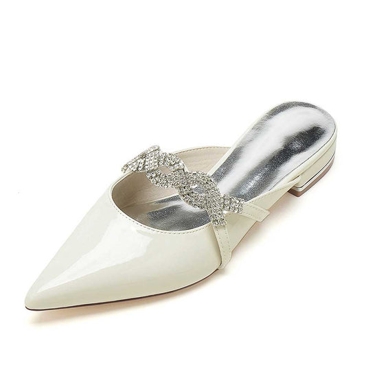 Glitter Crystal Embellished Patent Leather Mules – Glamorous Women’s Shoes