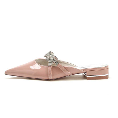 Glitter Crystal Embellished Patent Leather Mules – Glamorous Women’s Shoes