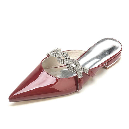 Glitter Crystal Embellished Patent Leather Mules – Glamorous Women’s Shoes