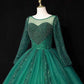 Glitter Sequins Long Sleeve Quinceanera Dresses Ball Gown Tulle Prom Dress