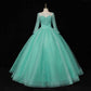 Glitter Sequins Long Sleeve Quinceanera Dresses Ball Gown Tulle Prom Dress