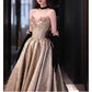 Quinceanera Dresses Strapless Organza Tiered Ruffles with Golden Appliques Party Gown