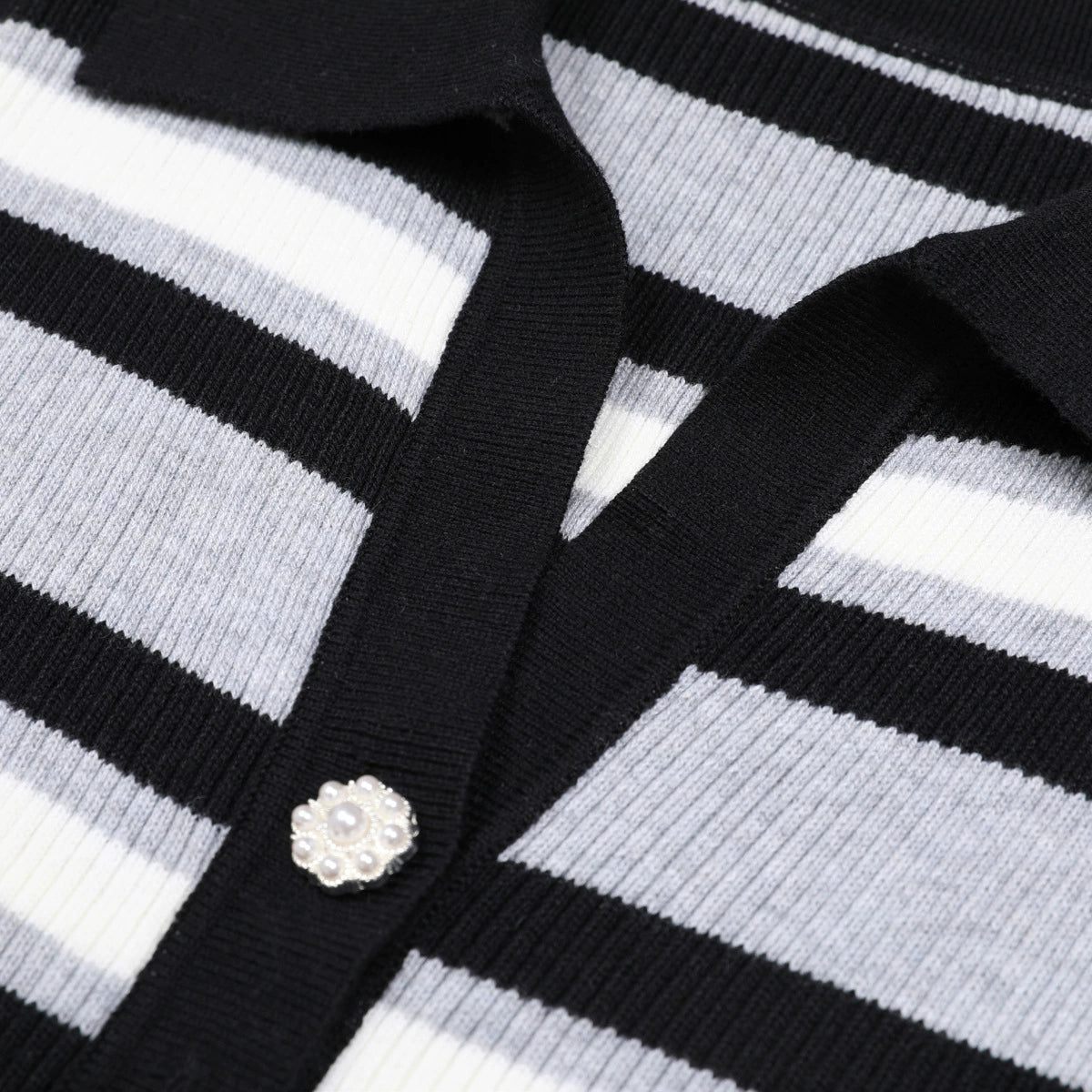 Grey Strip Rib Knit Top