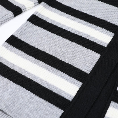 Grey Strip Rib Knit Top