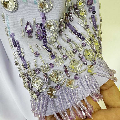 3/4 Sleeve Round-Neck Midi Dresses Tailored Formal Dress