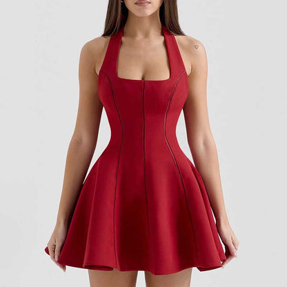 Halter Backless A Line Mini Dress