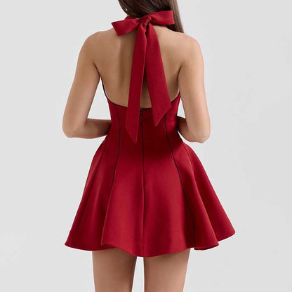 Halter Backless A Line Mini Dress