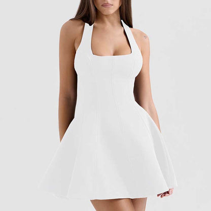 Halter Backless A Line Mini Dress
