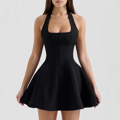 Halter Backless A Line Mini Dress