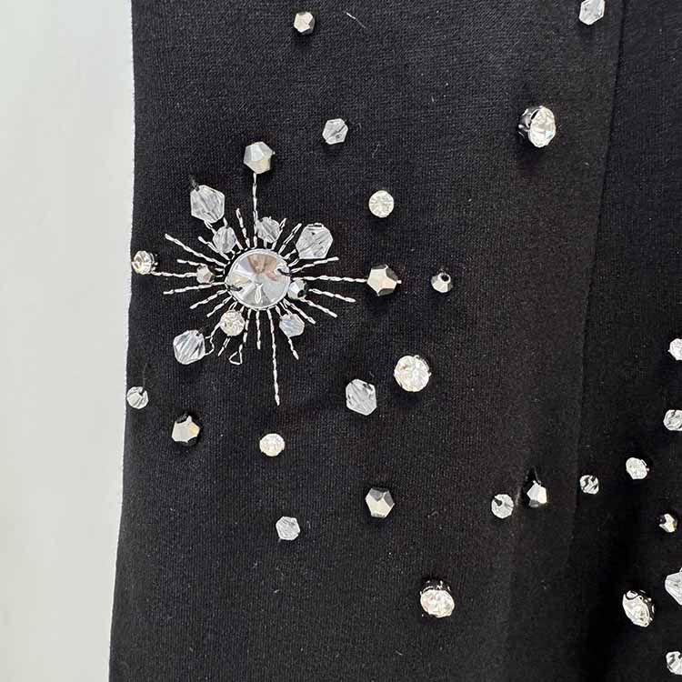 Halter Crystal Embellished Maxi Dress Black