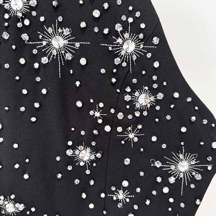 Halter Crystal Embellished Maxi Dress Black