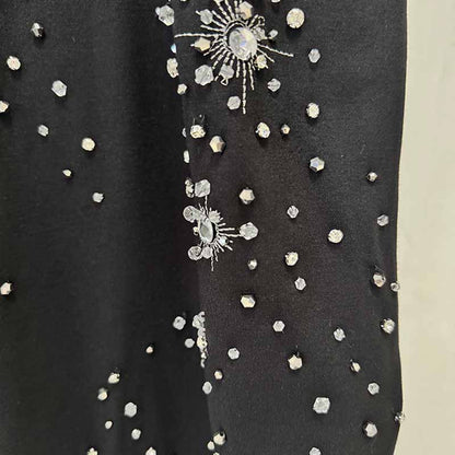 Halter Crystal Embellished Maxi Dress Black